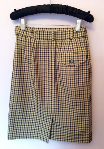 Aquascutum Beige, Brown & Blue Check Pencil Skirt Size 10 - Whispers Dress Agency - Sold - 2
