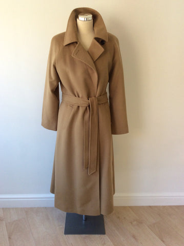 JAEGER CAMEL 100% WOOL BELTED COAT SIZE 12 - Whispers Dress Agency - Sold - 1