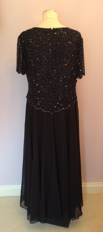 Debut Black Beaded & Sequinned Top Evening Dress Size 20 - Whispers Dress Agency - Sold - 4
