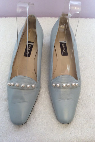 Brand New Bally Pale Blue & Pearl Trim Court Shoes Size 4/37 - Whispers Dress Agency - Sold - 2