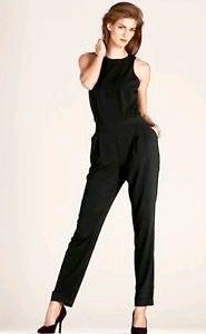 Brand New Next Black Bow Trim Back Jumpsuit Size 14 Tall - Whispers Dress Agency - Sold - 1