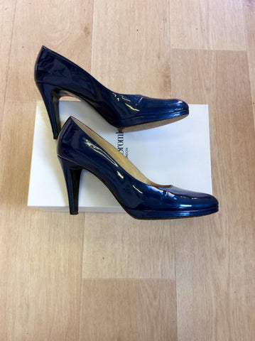 RUSSELL & BROMLEY BLUE PATENT LEATHER HEELS SIZE 6/39 - Whispers Dress Agency - Womens Heels - 3