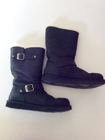 Ugg Kensington Black Leather Boots Size 7.5/41 - Whispers Dress Agency - Sold - 3