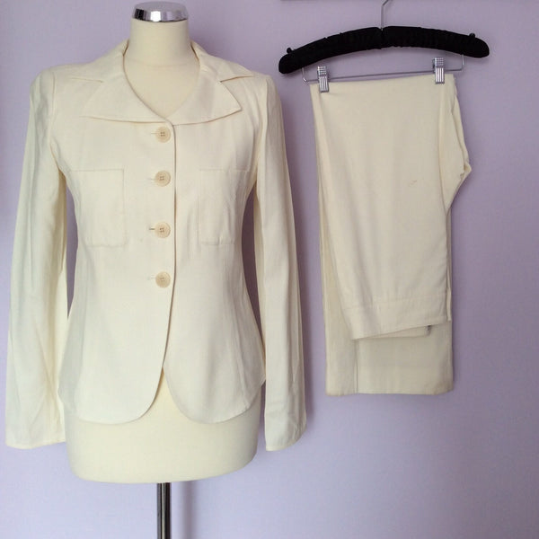 Armani Collezione Cream Trouser Suit Size 42 UK 12 - Whispers Dress Agency - Sold - 1