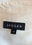JAEGER WHITE SILK LONG SLEEVE BLOUSE SIZE 14 - Whispers Dress Agency - Womens Shirts & Blouses - 3