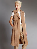 BRAND NEW MARKS & SPENCER AUTOGRAPH FAWN SUEDE SLEEVELESS BELTED JACKET SIZE 12 - Whispers Dress Agency - Womens Coats & Jackets - 2