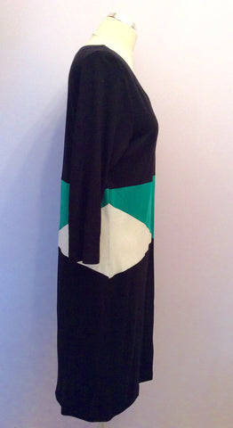 Phase Eight Black, Green & White Stretch Jersey Dress Size 18 - Whispers Dress Agency - Sold - 2