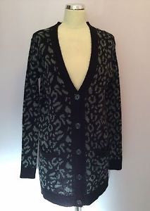 Zara Black & Grey Print Acrylic, Wool & Mohair Blend V Neck Cardigan Size S - Whispers Dress Agency - Sold - 1