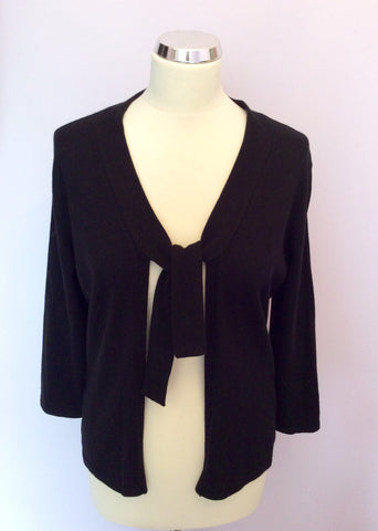 Jaeger Black Silk & Cashmere Tie Front Cardigan Size M - Whispers Dress Agency - Sold - 1