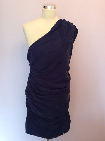 Brand New All Saints Blue Darcy Darwin One Shoulder Dress Size 14 - Whispers Dress Agency - Sold - 2