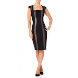 Sara Bernshaw Llia Black & Gunmetal Faux Leather Trim Dress Size 16 - Whispers Dress Agency - Sold - 3