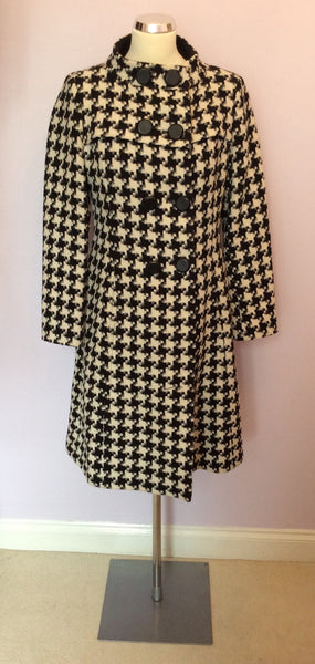 Marks & Spencer Autograph Black & White Dogtooth Coat Size 10 - Whispers Dress Agency - Sold - 1