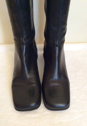 Dolcis Black Leather Knee Length Boots Size 8/42 - Whispers Dress Agency - Sold - 4