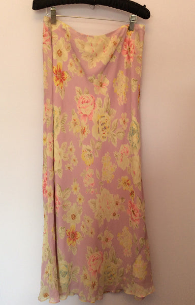 Boden Pink Floral Print Silk Long Skirt Size 16L - Whispers Dress Agency - Sold - 1