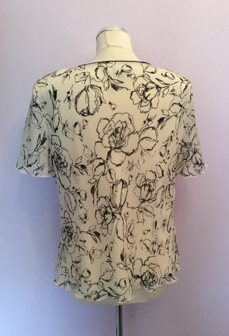 Jacques Vert Ivory & Black Floral Print Top & Skirt Size 22 - Whispers Dress Agency - Sold - 3