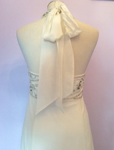 Monsoon Ivory Beading & Embroidered Halterneck Silk Wedding Dress Size 14 - Whispers Dress Agency - Womens Dresses - 7