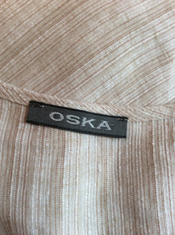 Oska Beige Striped Linen Asymmetric Top & Crop Trouser Set Size III UK 14 - Whispers Dress Agency - Sold - 4
