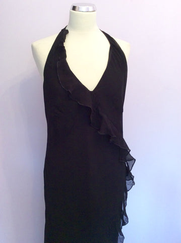 Coast Black Halterneck Frill Trim Dress Size 16 - Whispers Dress Agency - Sold - 3