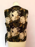 AUGUST SILK DARK GREEN PRINT LINEN WRAP TOP SIZE 16 - Whispers Dress Agency - Womens Tops - 2