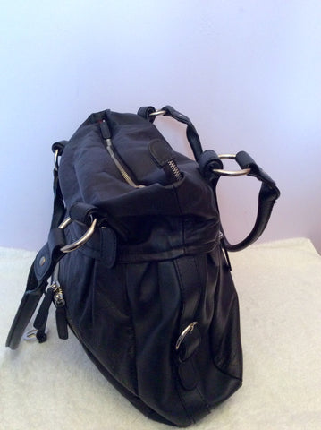 L Credi Large Black Leather Shoulder Bag - Whispers Dress Agency - Sold - 4