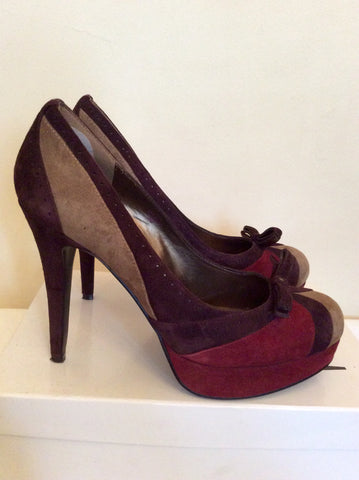 Pulse Mystic Burgundy, Brown & Beige Suede Heels Size 7/40 - Whispers Dress Agency - Womens Heels - 2