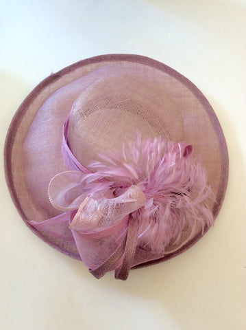 Formal Pale & Dusky Pink Bow & Feather Trim Hat - Whispers Dress Agency - Sold - 2