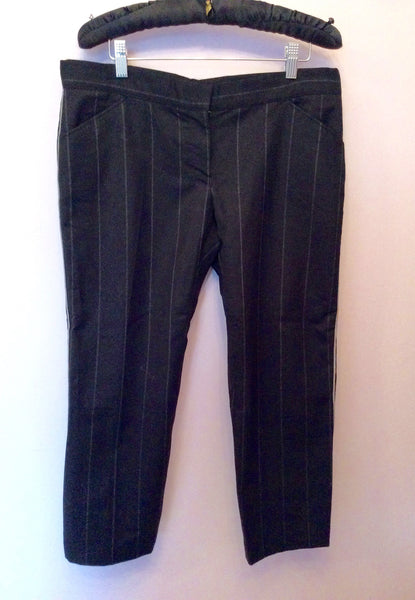 All Saints Black Pinstripe Wool Blend Crop Trousers M - Whispers Dress Agency - Sold - 1