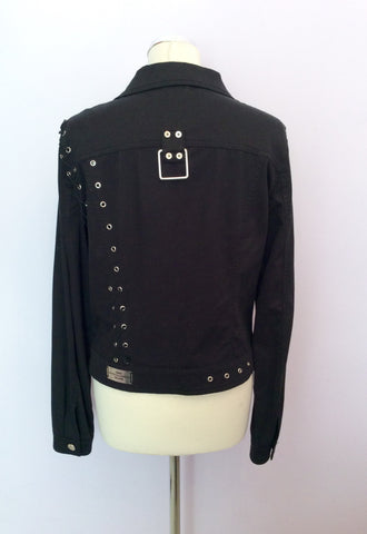 ROCCOBAROCCO JEANS BLACK & SILVER TRIM COTTON JACKET SIZE 46 UK 14 - Whispers Dress Agency - Womens Coats & Jackets - 3