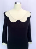 Hobbs Black & White Trim Knit Dress Size 12 - Whispers Dress Agency - Sold - 2