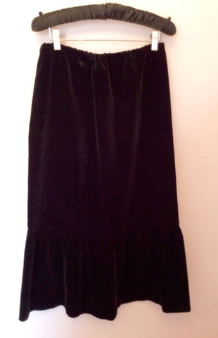 Max Mara Black Velvet Calf Length Skirt Size 12 - Whispers Dress Agency - Womens Skirts - 2