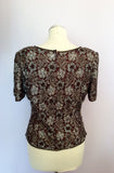 Frank Usher Brown Beaded & Sequinned Floral Design Top Size S - Whispers Dress Agency - Womens Tops - 2
