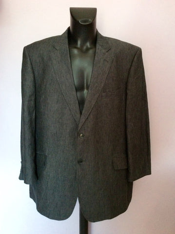 AUSTIN REED DARK GREY LINEN SUIT JACKET SIZE 50R - Whispers Dress Agency - Sold - 1
