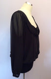 Coast Black Scoop Neck Long Sheer Sleeve Top Size 16 - Whispers Dress Agency - Sold - 2