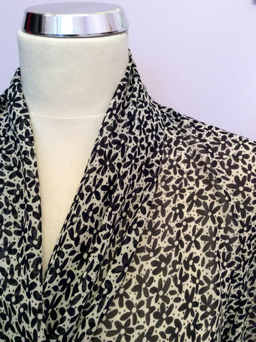 Vintage Jaeger Black & Ivory Floral Wrap Around Blouse & Calf Length Skirt Size12/14 - Whispers Dress Agency - Womens Vintage - 2