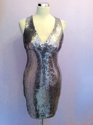 Brand New Rare Silver Sequinned Mini Dress Size 12 - Whispers Dress Agency - Sold - 1