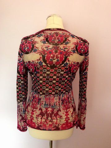 Marc Aurel Pink & Blue Print Top Size 40 UK 12 - Whispers Dress Agency - Sold - 2
