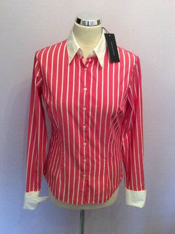 Brand New Tommy Hilfiger Gerbera Pink Stripe Fitted Shirt Size 6 UK 10 - Whispers Dress Agency - Sold - 1