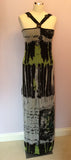 Save The Queen Black, White & Green Print Long Dress & Wrap Size L - Whispers Dress Agency - Sold - 2