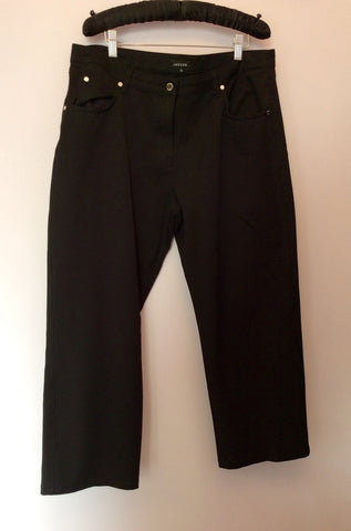 Jaeger Black Cotton Trousers Size 16 - Whispers Dress Agency - Sold - 2