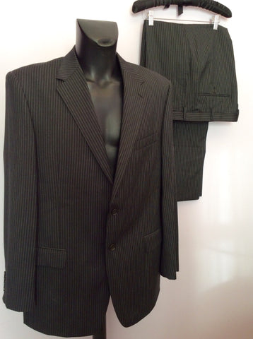 Marks & Spencer Autograph By Timothy Everast Dark Grey Pinstripe Wool Suit Size 44L/40W - Whispers Dress Agency - Mens Suits & Tailoring - 1