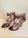 Jimmy Choo Bronze,Snakeskin & Dusky Pink Leather & Suede Sandals Size 4.5/37.5 - Whispers Dress Agency - Sold - 3