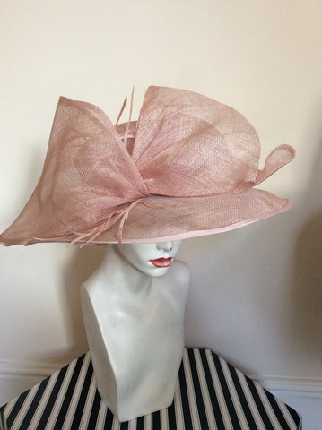 Country Casuals Pale Pink Bow & Feather Trim Formal Hat - Whispers Dress Agency - Sold - 1