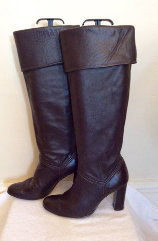 Dorothy Perkins Dark Brown Knee High Leather Boots Size 5/38 - Whispers Dress Agency - Womens Boots - 2