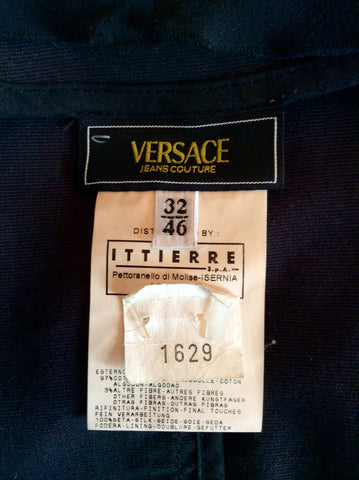 Versace Jeans Couture Black Cotton & Silk Trim Jacket Size 46 UK 14 - Whispers Dress Agency - Sold - 6