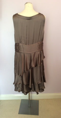 Monsoon Brown Silk Tiered Skirt Dress Size 18 - Whispers Dress Agency - Sold - 3