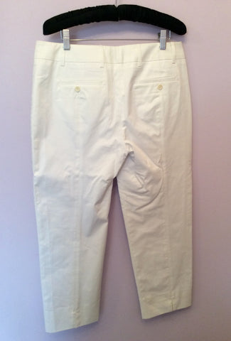 LK BENNETT WHITE COTTON CROP TROUSERS SIZE 12 - Whispers Dress Agency - Womens Trousers - 2