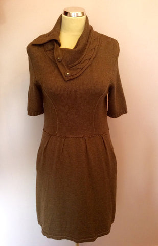 Marc Aurel Brown Short Sleeve Knit Dress Size 40 UK 12 - Whispers Dress Agency - Womens Dresses - 1