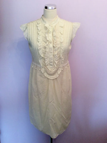 Juicy Couture Cream & Green Pinstripe Cotton Dress Size 10 - Whispers Dress Agency - Womens Dresses - 1