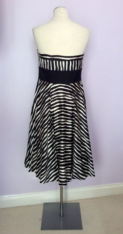 Monsoon Black & White Striped Strapless Silk & Cotton Dress Size 14 - Whispers Dress Agency - Sold - 2