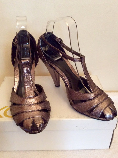 Kurt Geiger Pewter Heel Sandals Size 5/38 - Whispers Dress Agency - Womens Sandals - 1